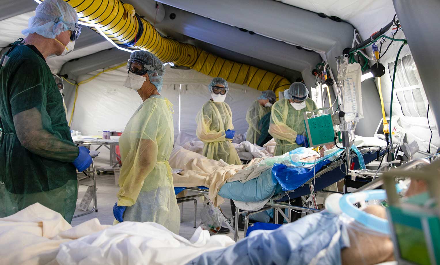 A equipa médica em ação