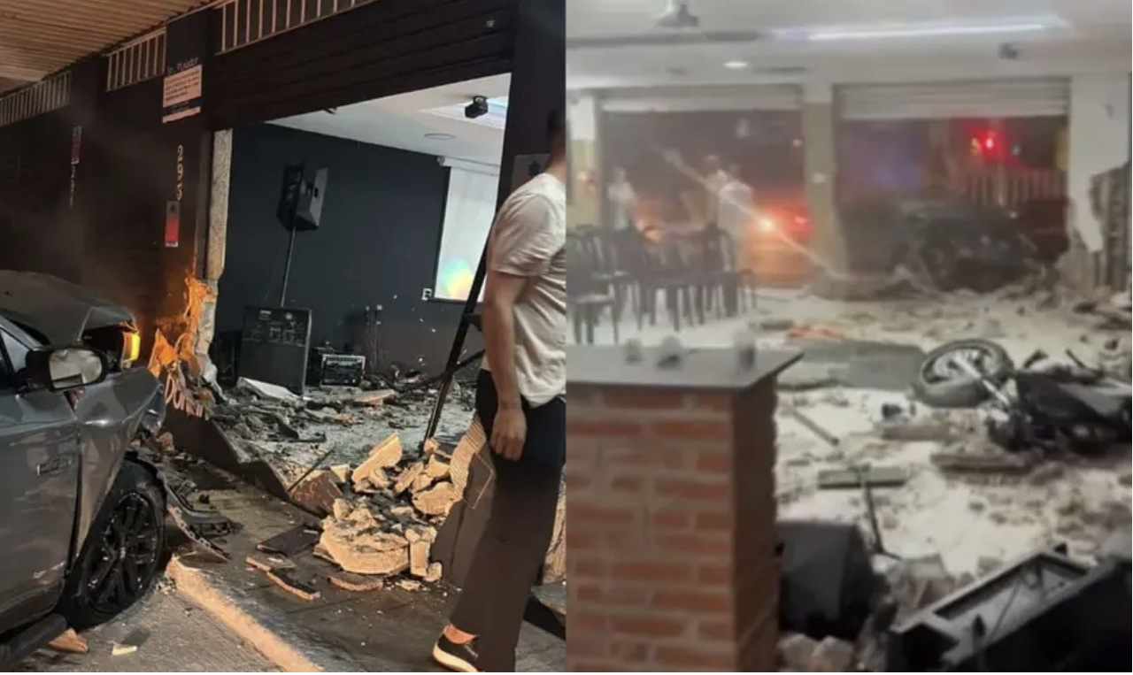 Edifício de igreja destruido após colisão