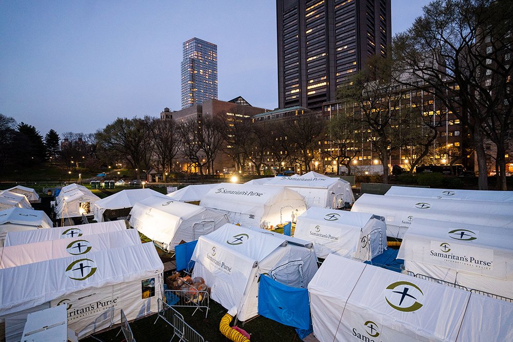 Hospital de Campanha da Bolsa do Samaritano no Central Park em Nova York