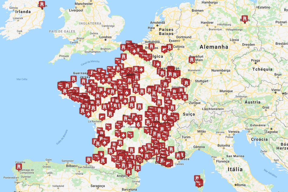  E-farsas Mapa mostra ataques a igrejas nos últimos 4 anos, na França?