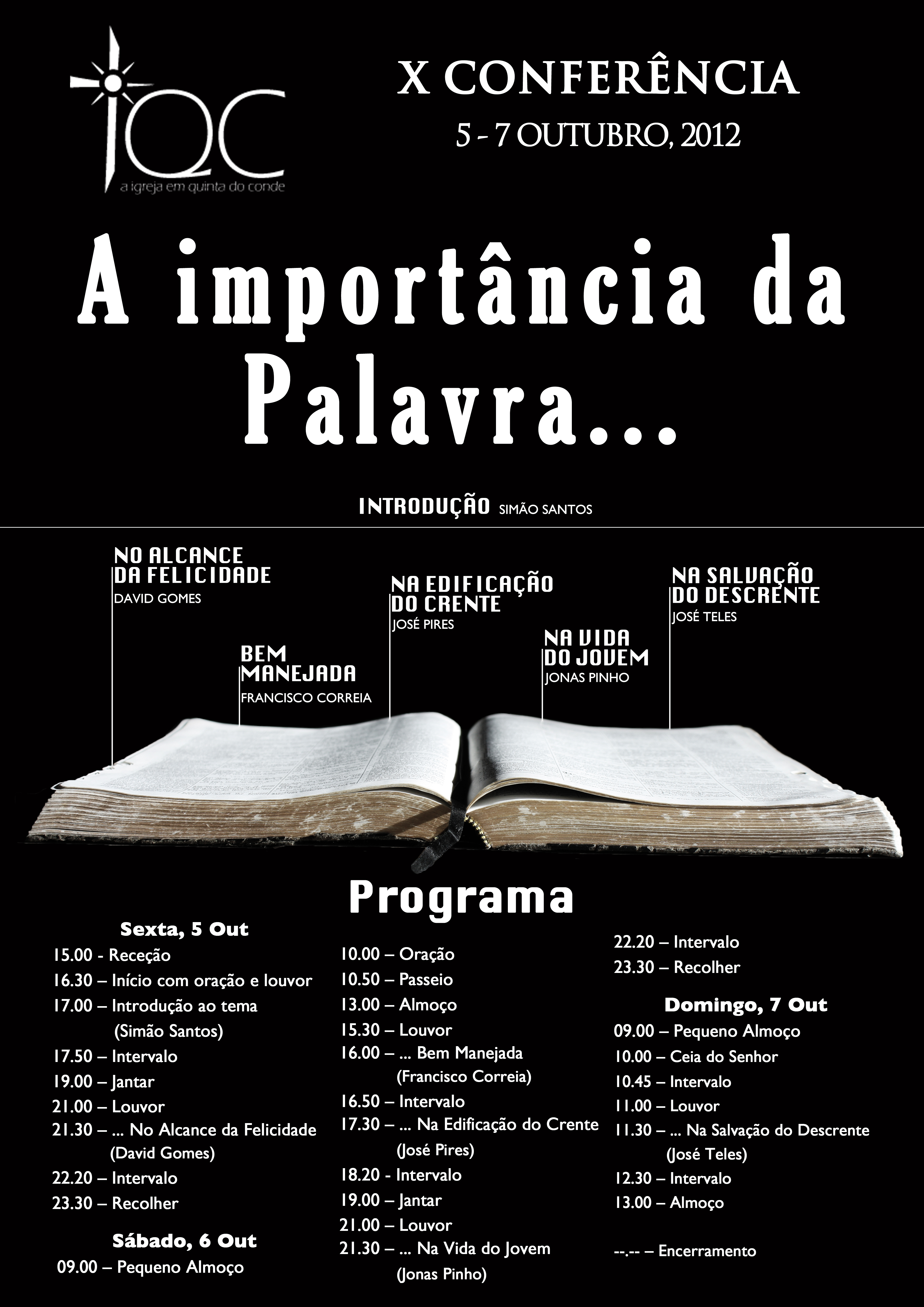X Conferência IQC - Programa X Conferência IQC - Programa