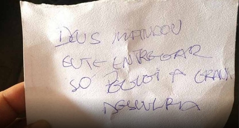 Mensagem deixada por ladrão