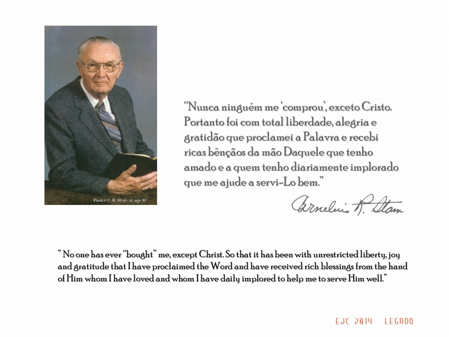 Declaração de Cornelius R. Stam