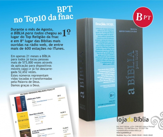 Bíblia em 1º lugar no TOP 10 da Fnac