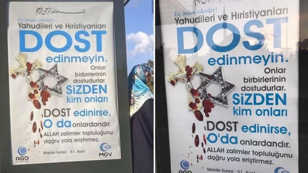 Cartazes anticristãos na Turquia